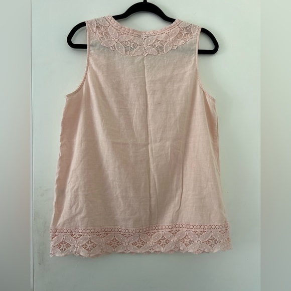 Antibes Blanc Women's Pink Lace Trim Sleeveless Top size XL (S102) - Picture 5 of 5